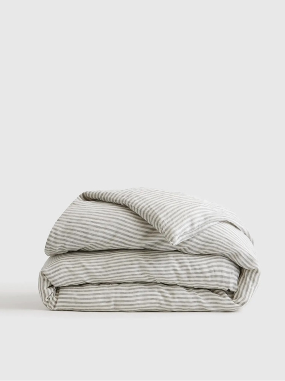 QUINCE European Linen Duvet Cover Full/Queen Grey Stripe 7431
